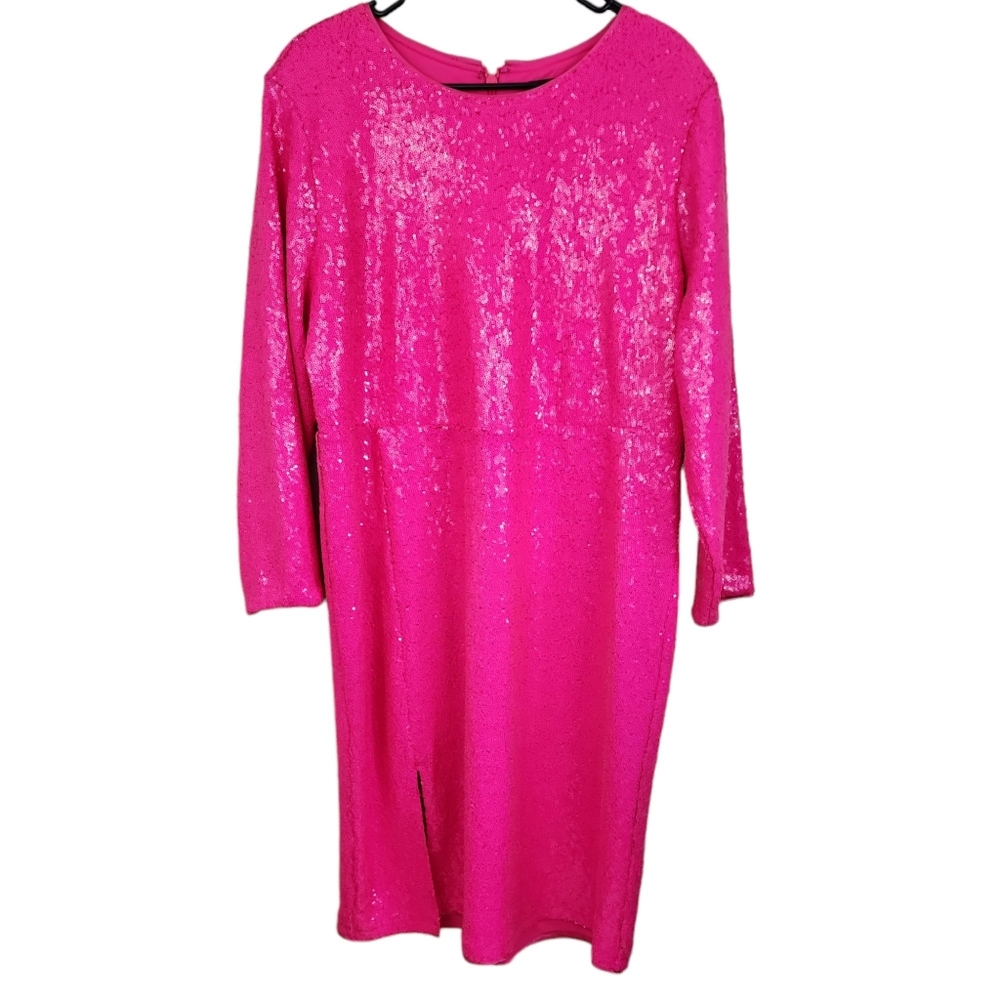 Torrid At The Knee Sequin Sparkly Pink Strong Shoulder Dress NWT Plus Sz…